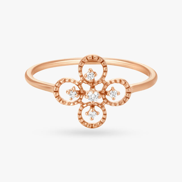 Minimal Floral Diamond Ring,,hi-res image number null