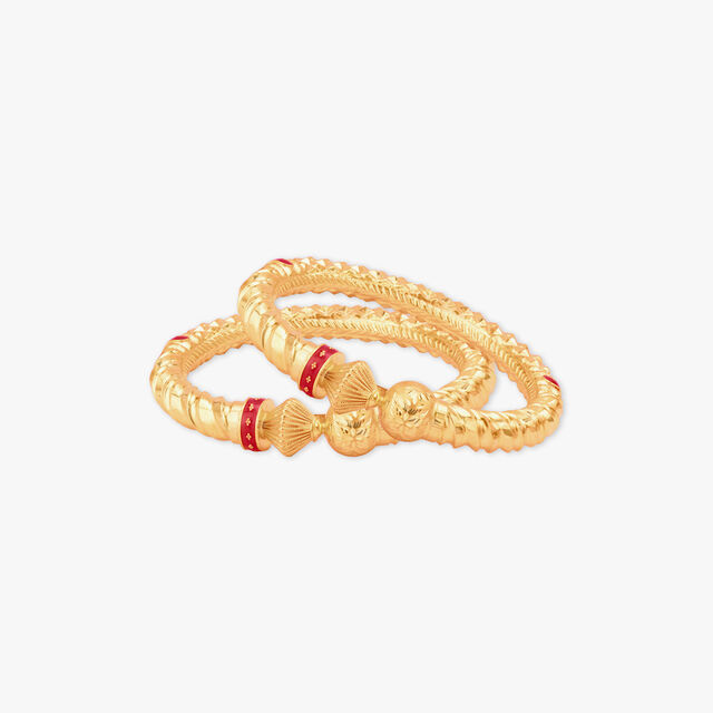 Elegantly Carved Gala Bala Gold Bangles