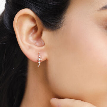 14KT Rose Gold Chic Symmetry Diamond Hoop Earring