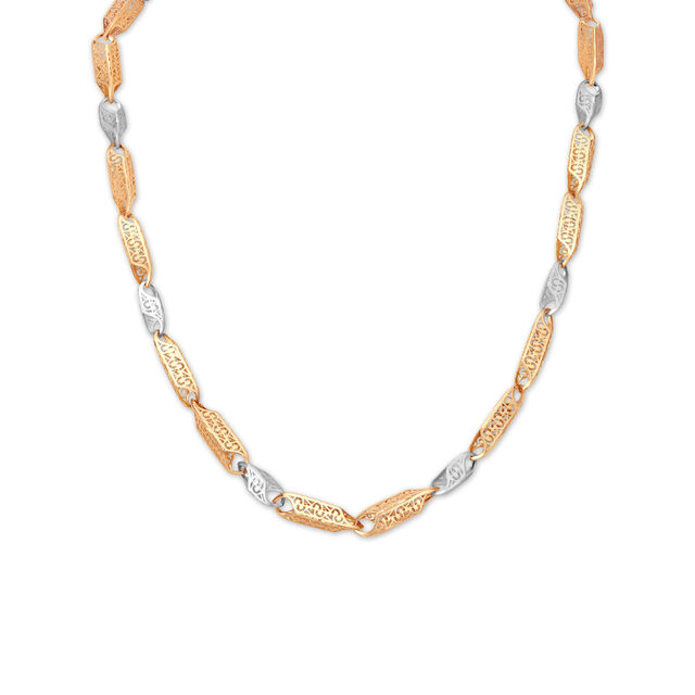 Stylishly Carved Dual Tone Gold Chain For Men,,hi-res image number null