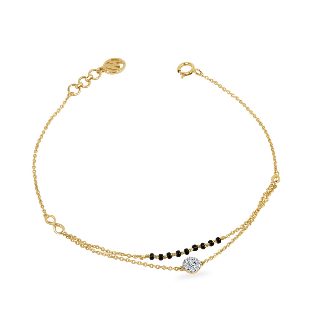 Buy Stylish Gold Plated Light Weight Love Pendant Black Beads Charm Link  Chain American Diamond Adjustable Size Mangalsutra Bracelet for Women  Fashion Artificial Imitation Jewellery (9 Inches) at Amazon.in