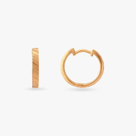 Brushed Stripe Gold Hoop Earrings