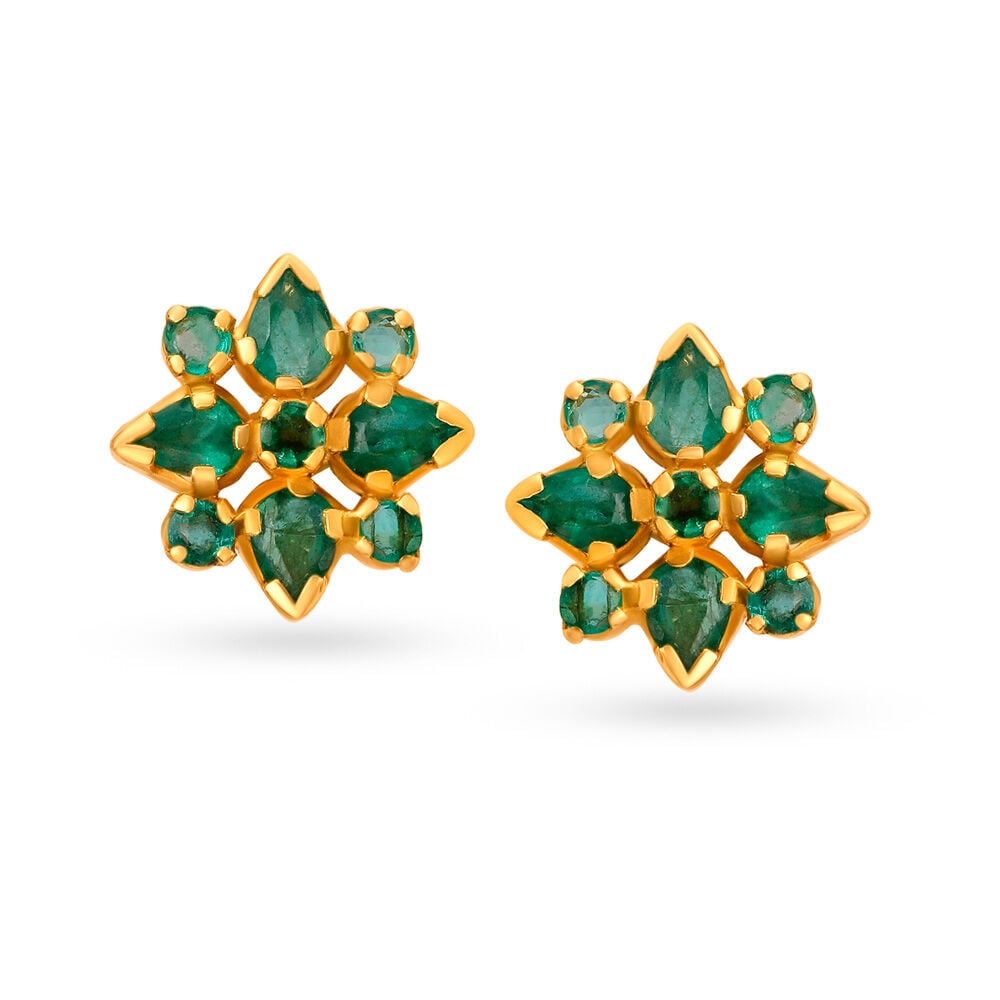 Emerald stone earrings in gold sale