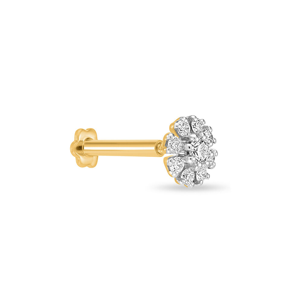 14KT Yellow Gold Floral Diamond Nose Pin Tanishq Online Store