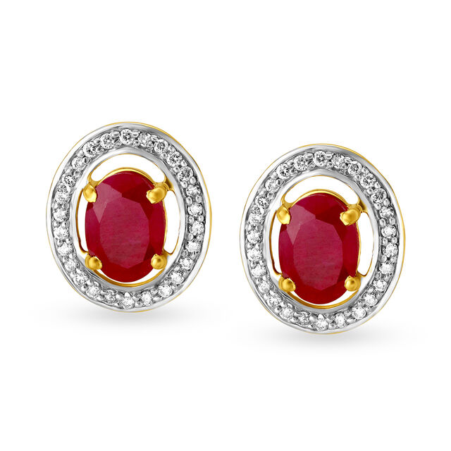 Ezra Diamond and Ruby Stud Earrings,,hi-res image number null