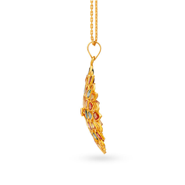 Magnificent 22 Karat Gold And Multi Stone Chrysanthemum Pendant,,hi-res image number null
