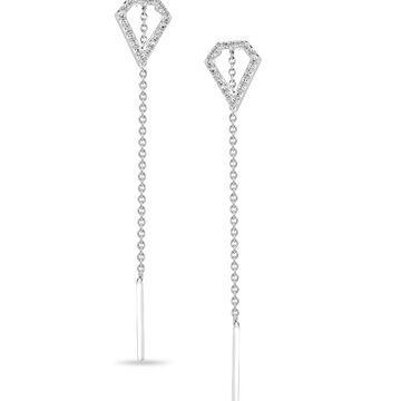 14 KT Stunning White Gold Sui Dhaga Earrings