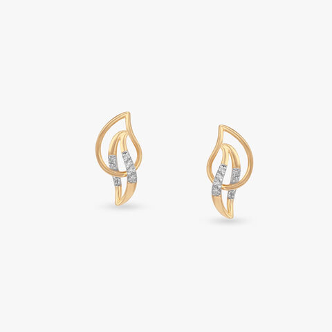 Leaf Swirl Diamond Stud Earrings
