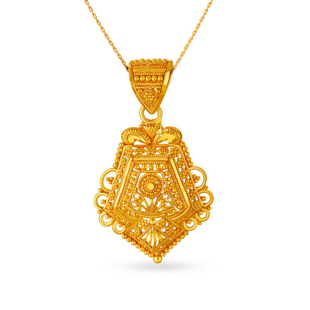Traditional Filigree Work Gold Pendant,,hi-res image number null
