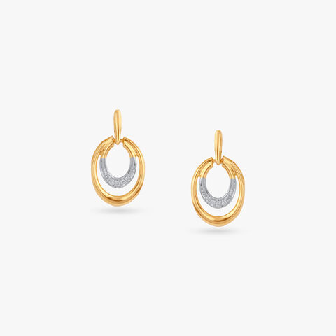 Dual Arc Diamond Drop Earrings