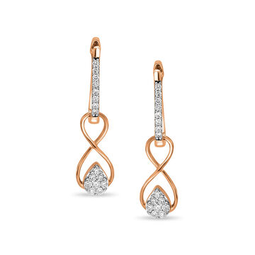 14 KT Twinkling Diamond Hoop Earrings