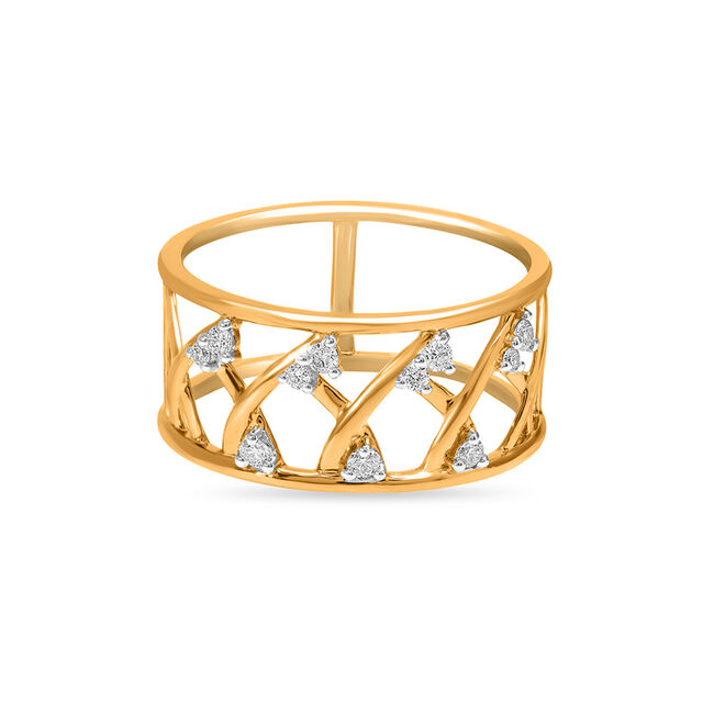 14 KT Yellow Gold Bold Diamond Ring,,hi-res image number null