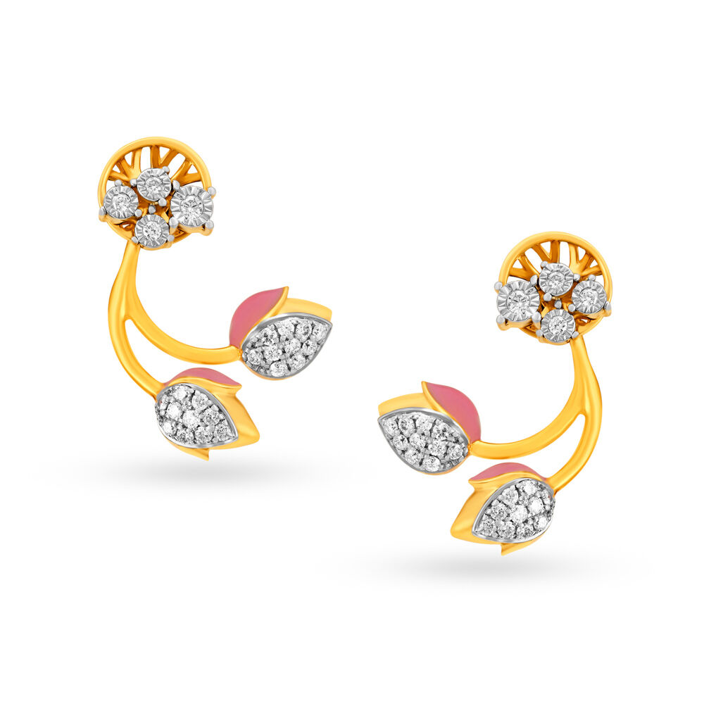 Vibrant Lotus Diamond Drop Earrings