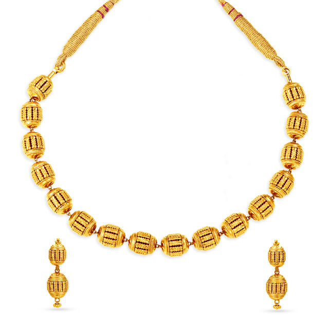 Striking Carved Beads Traditional Necklace Set,,hi-res image number null