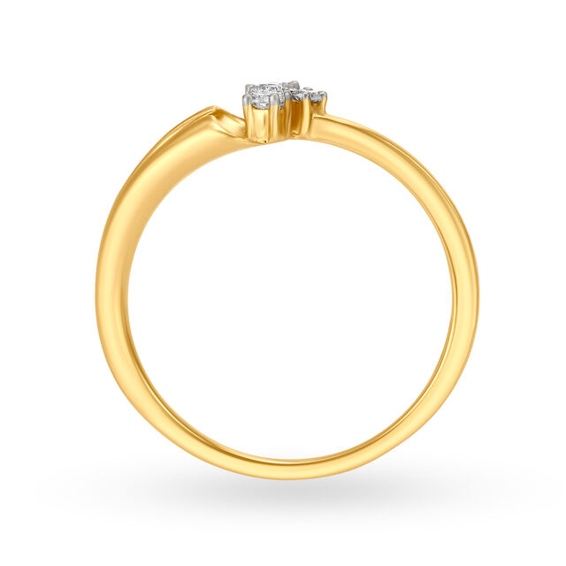 14KT Gold Ring For Women In Unique Design With Three Diamonds,,hi-res image number null