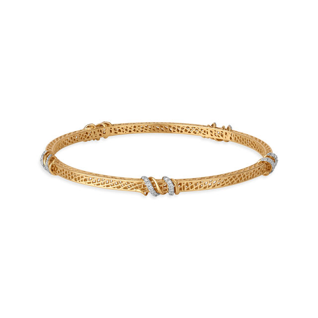 14KT Stunning Diamond Bangle with Gold Jaali patterns,,hi-res image number null