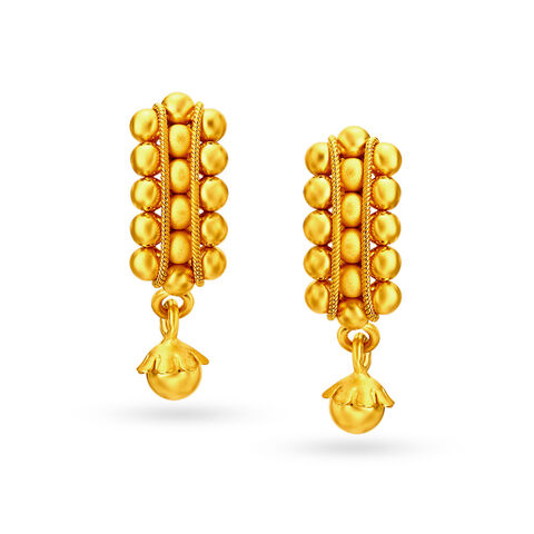 Royal Beaded Gold Drop Earrings