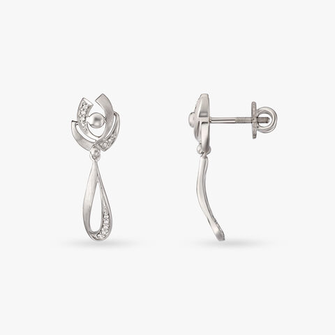Whirlwind of Elegance Platinum Drop Earrings