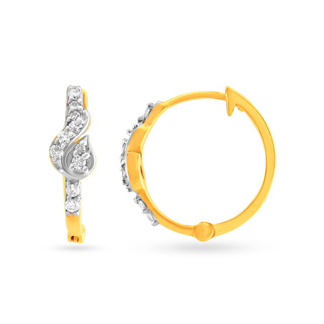 Leafy Diamond Hoop Bali Earrings,,hi-res image number null