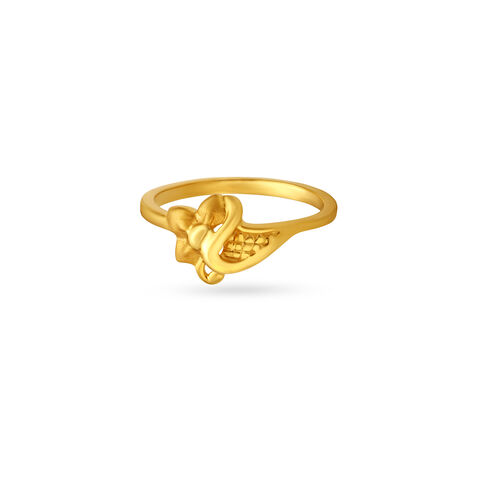 Winsome Floral Gold Finger Ring For Kids