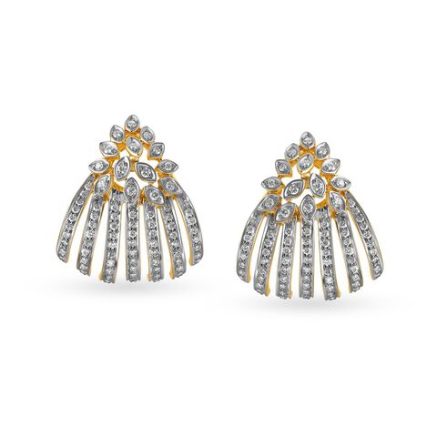 Charming 18 Karat Yellow Gold And Diamond Earrings