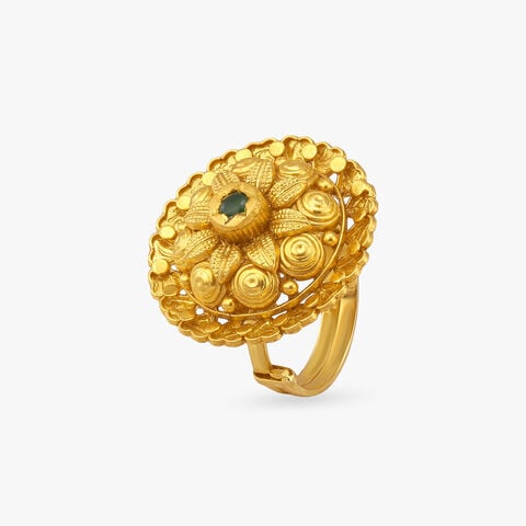 Spiral Bloom Gold Finger Ring