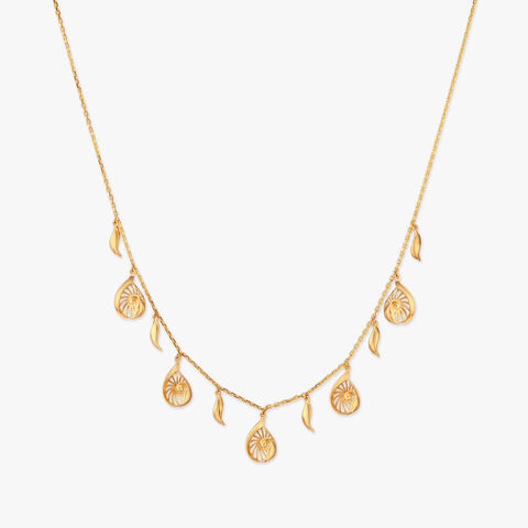 Luminous Leaf Gold Necklace Set