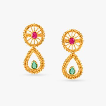 Elegant Emerald and Rubies Drop Earrings