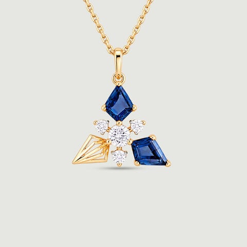 Luminous Blue Topaz Gold Pendant