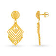 Edgy 22 Karat Yellow Gold Geometric Drop Earrings,,hi-res image number null