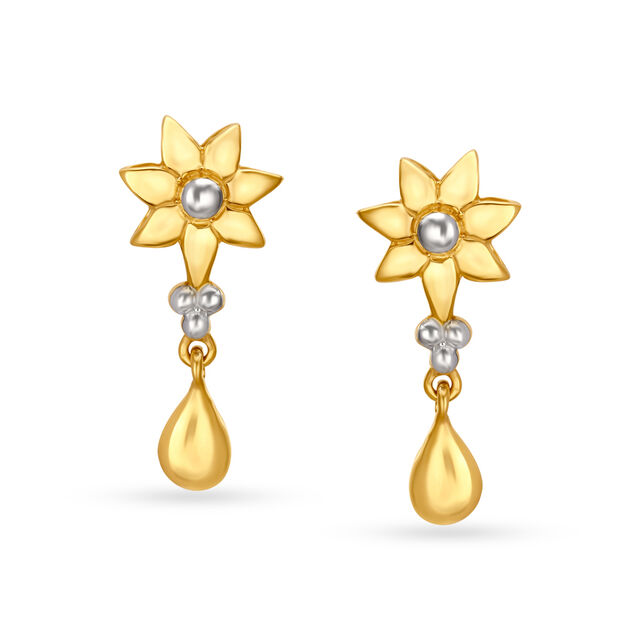 Radiant Yellow Gold Flower Drop Earrings,,hi-res image number null