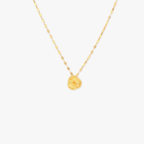 Sun Disc Gold Pendant with Chain for Kids