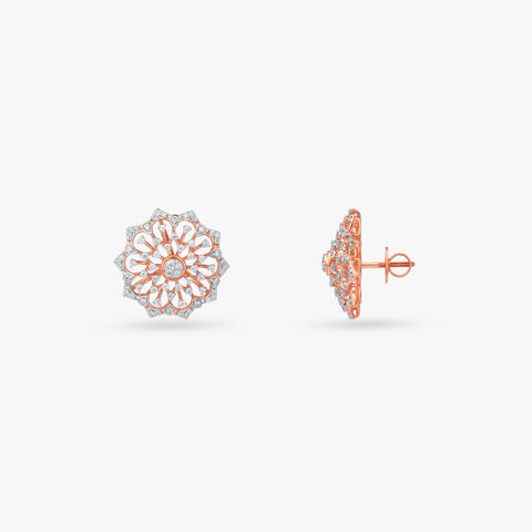 Petalled Aura Diamond Stud Earrings