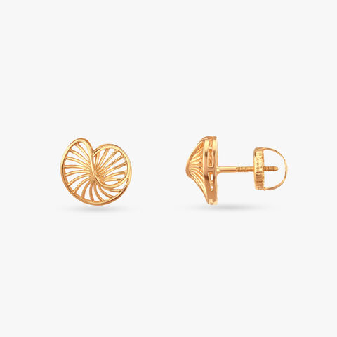Radiant Spiral Gold Stud Earrings