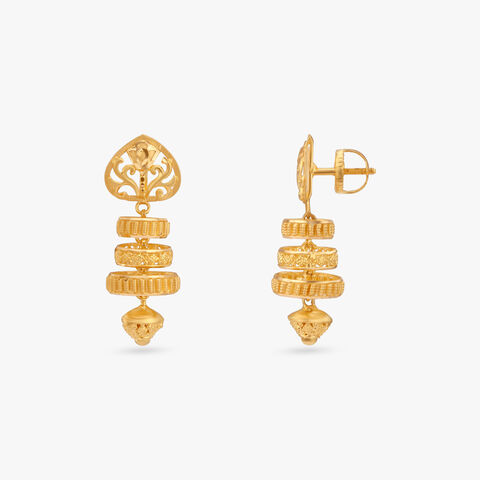 Ornate Filigree Gold Jhumka Earrings