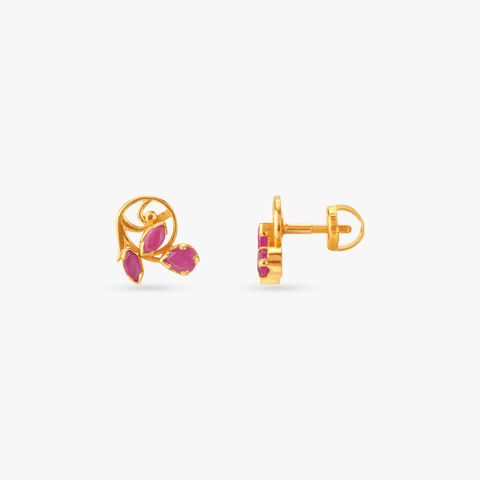 Whirling Bloom Ruby Stud Earrings