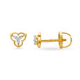 Delightful 18 Karat Yellow Gold And Diamond Clover Studs,,hi-res image number null