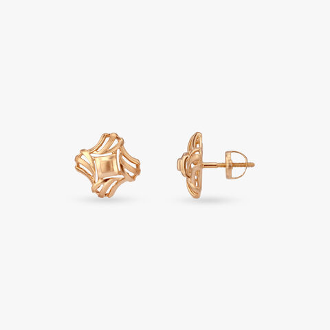 Modern Maze Gold Stud Earrings