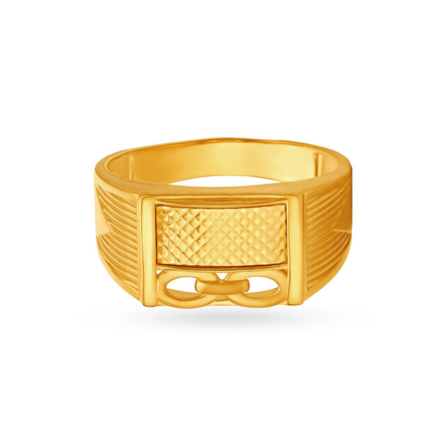 Broad Carved Gold Men's Finger Ring,,hi-res image number null