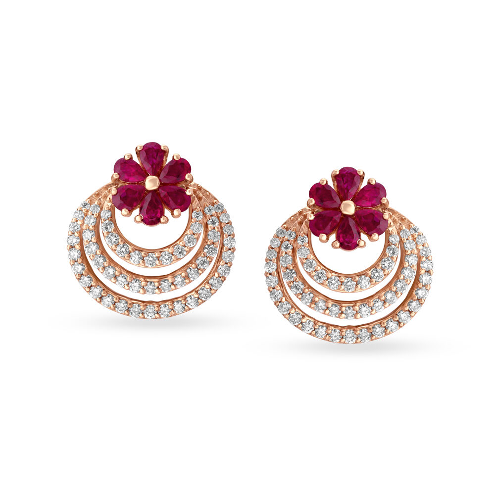 Tanishq rose gold earrings top