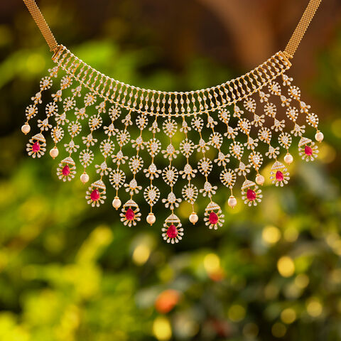 Cascading Light Diamond Necklace Set