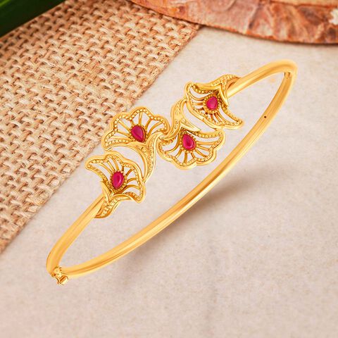 Enchanting Gold Bangle with Coloured Stones