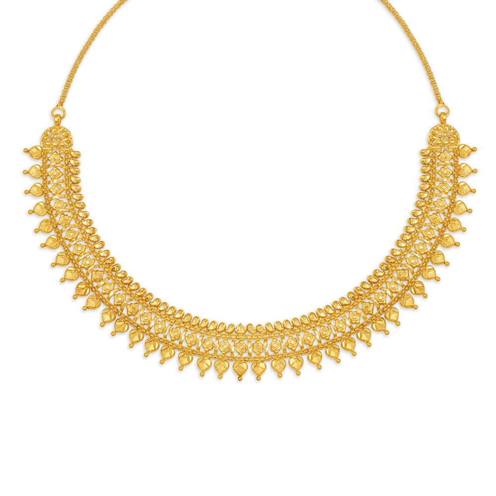 Round neck gold necklace designs on sale