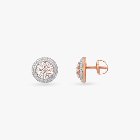 Petal Orbit Diamond Stud Earrings