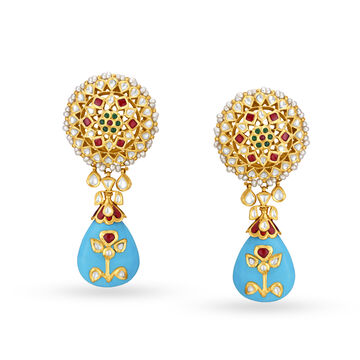 Vibrant 22 Karat Yellow Gold Beaded Drop Earrings