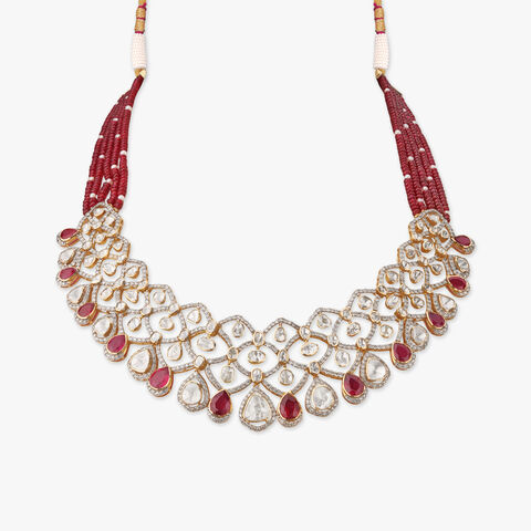 Crimson Cascade Diamond Neckwear Set