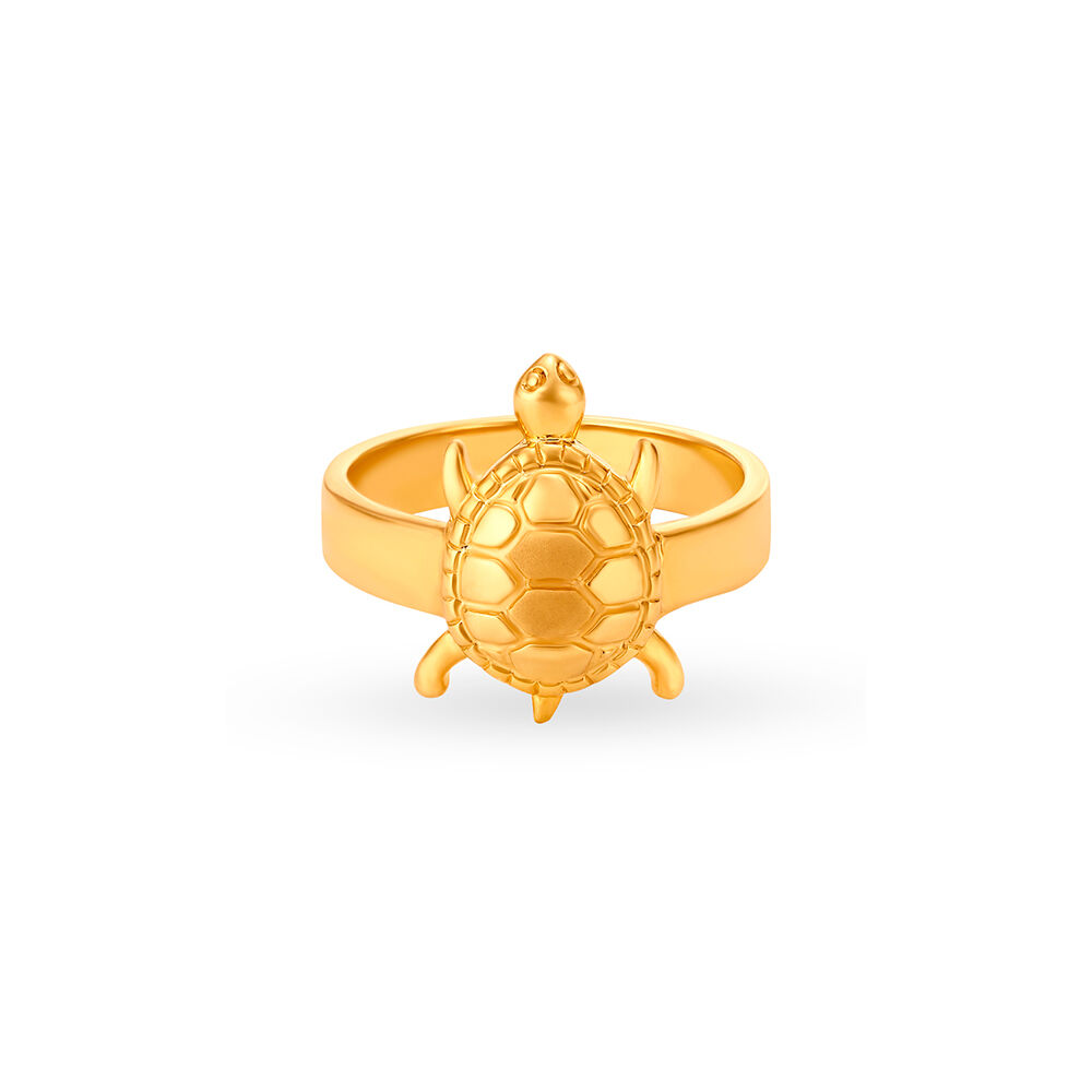 22k Gold Tortoise Ring - RiLs24290 - 22k Gold Ring is exclusively designed  with tortoise on the top.High quality Star Signity stones stud