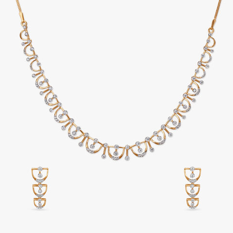 Cascading Curves Diamond Necklace Set