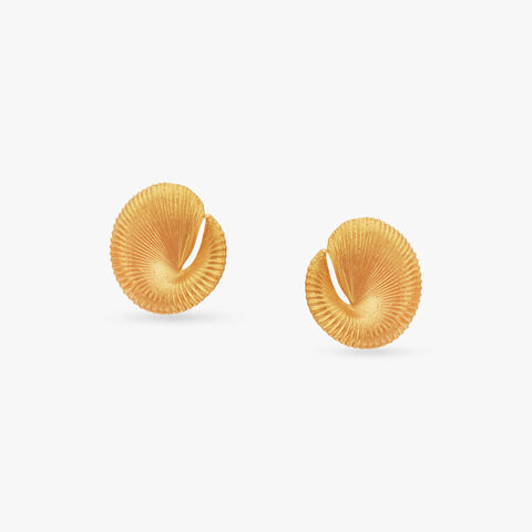 Rippled Shell Gold Stud Earrings