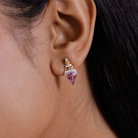 Sleek Radiant Amethyst Drop Earrings